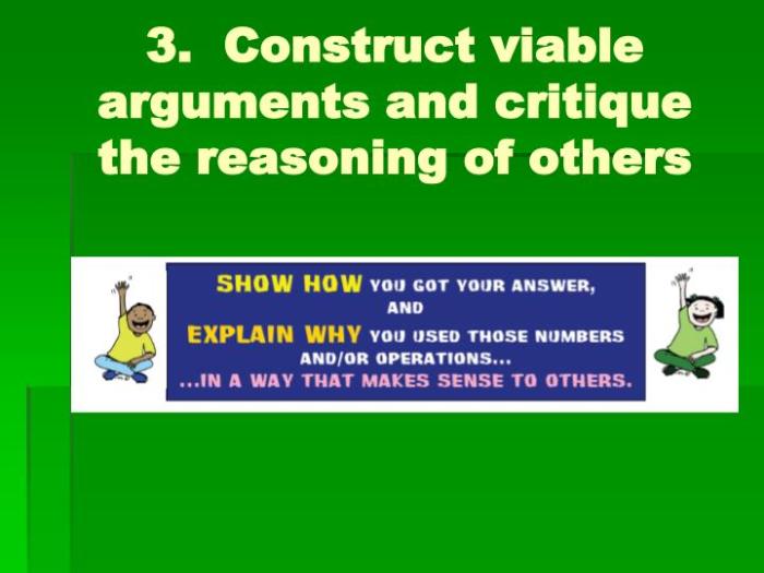 Viable critique reasoning construct arguments students approach