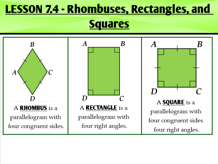 Rectangles rhombuses and squares worksheet answers