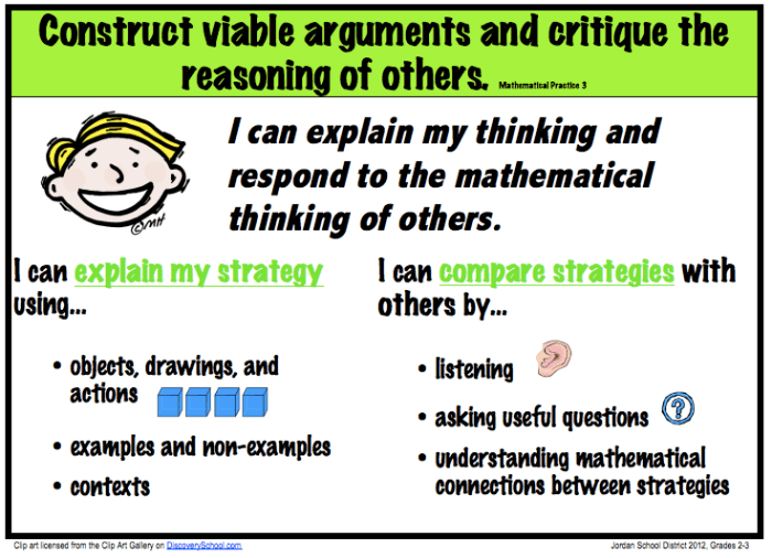 Construct viable arguments and critique the reasoning of others